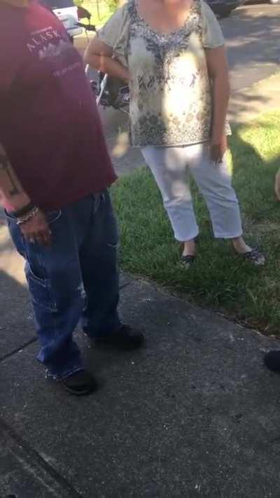 Old man gets his ass beat for threatening to kill someone