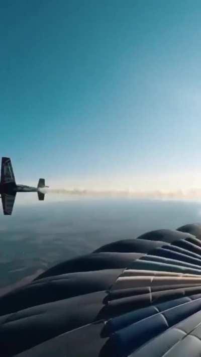 Aleksandr Marushk, a Wingsuit and base jump coach, Drinking coffee on the top of a hot air balloon