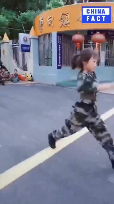 This little girl demonstrated martial arts routine in a kindergarten in Jiangsu, China