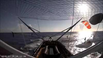 Videos of yesterday's double fairing catch