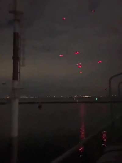 Why are these rocket/fires of different colours? Footage from Odessa Ukraine 