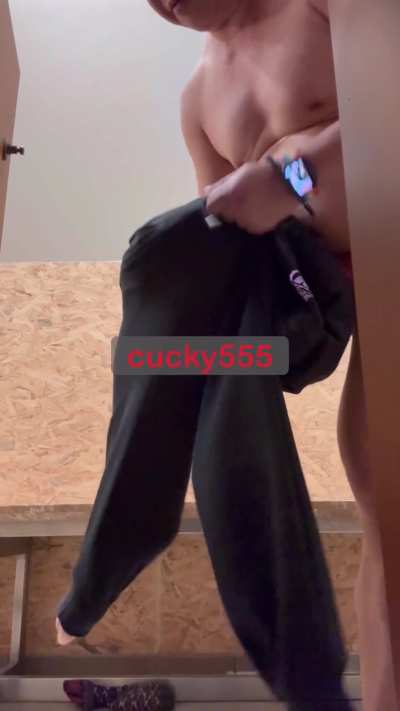 Cassy (Caged Sissy) dressing up after gym