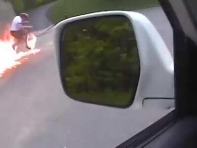 What happens when you smash a melon on fire filled with gasoline?