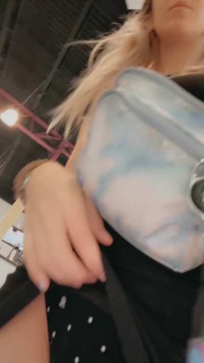 It was so crowded today I could only get one nipple out 