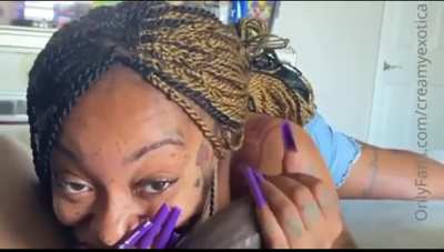 got caught sucking dick😂eyes all shocked with dick still in mouth, keeps sucking after