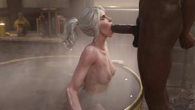 Ciri enjoying a treat in the bath 🖤 (pewposterous)