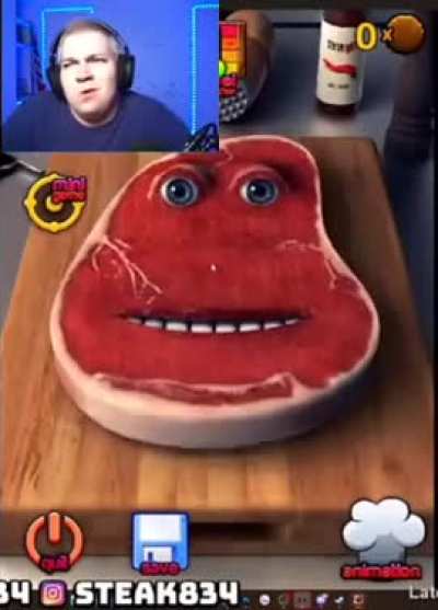 steak gets jumpscared over another steak