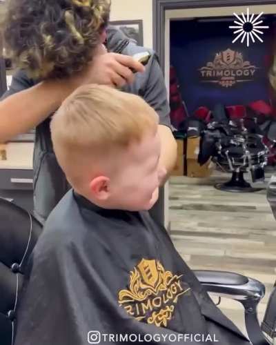 Little boy's contagious laughter at barbers!