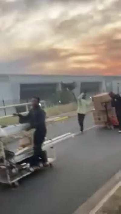 Damn, stealing a few hundred grand forklift, so that you can steal a TV.