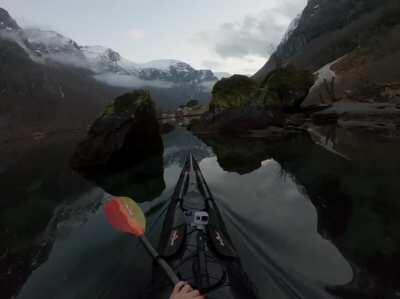 A calm day on the Nærøyfjorden in Norway