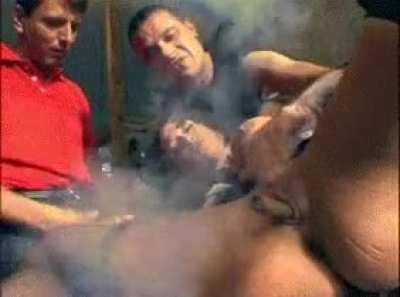 [via r/WTF_PORN_GIFS] Smoking a cigar with your vagina; standard.
