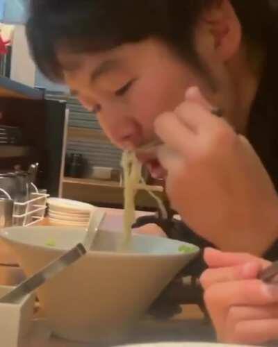 Thanks I hate the way this man eats his noodles