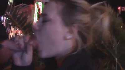 My bud couldn't wait for it. The first moment we had any privacy, he demanded that I get on my knees and start sucking his cock