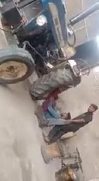 WCGW leg pressing a fricking tractor