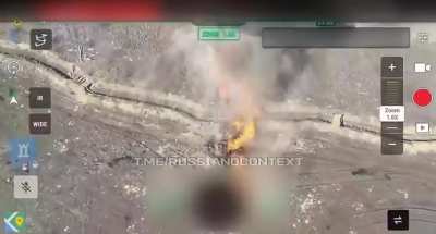 Drone footage of a Ukrainian FPV pilot blowing up a Russian assault shed near Kupyansk, Kharkiv Oblast.