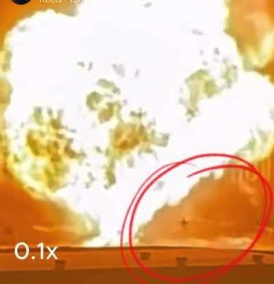 Video of a person getting thrown into the roof by the blast. I thought it was a shrapnel at first but unfortunately the zoomed up version proves it was a human