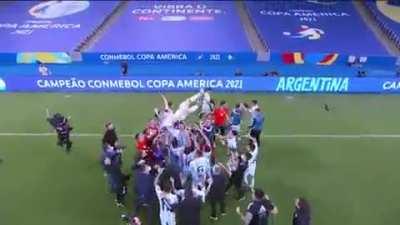 This small moment, this small moment of celebration is the happiness for us: Leo Messi on top of all.