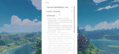 Video showing the support response from miHoYO, stating an account thief gets to keep my account because they bought some Top-Offs after stealing my account.