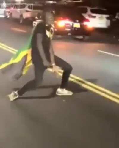 WCGW dancing on the road