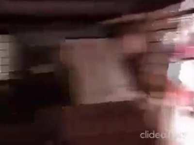 2 minutes of japanese wrestlers fighting a house.