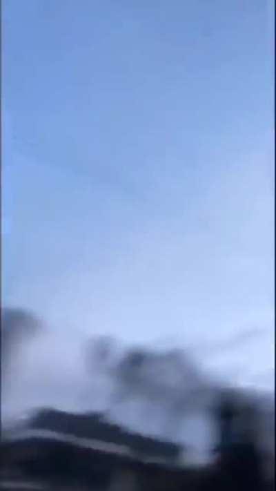 Missile flies over reporter who is reporting on Russia's declaration of war on Ukraine