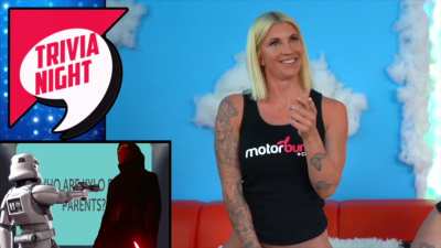 Taylorwildxx and Samanthas Secret on a Trivia Episode while sitting on a Motorbunny!