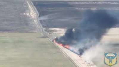 RU POV: Soldiers of the 76th division of the Airborne Forces target a moving AFU column, Kherson region.