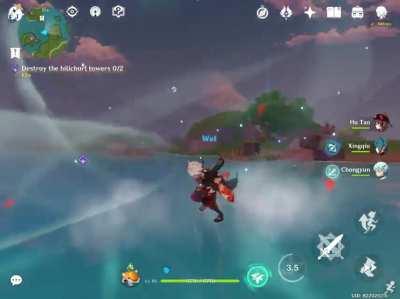 And for my next trick Kazuha will stand on water