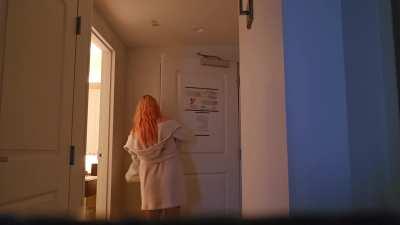 Hotel shenanigans had me answering the door...semi naked.