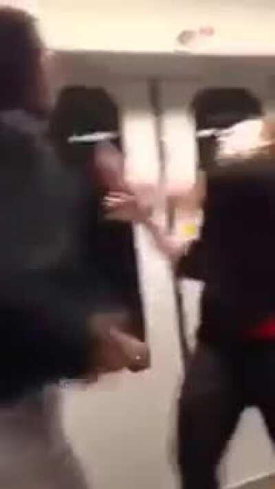 Crazy lady attacks dude and gets him arrested by responding police.