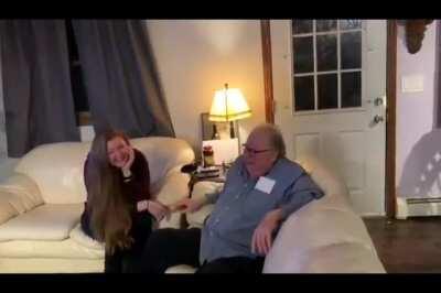 2 years ago I flew back to the US to surprise my dad who I hadn't seen in 1.5 years. His reaction brings me immeasurable joy.