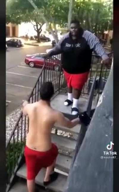 He should’ve just went down the stairs