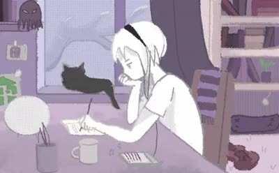 I made a little animation of rose studying based of the lofi animation, i made in my cellphone so its not 