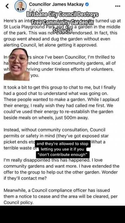 It was the government that salted the garden that was used to feed homeless people