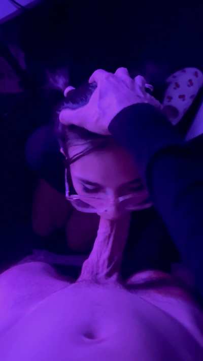 Grabbing her head and fucking her tiny mouth