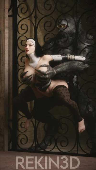 Nun vs Werewolf [Heinrich Lossow] (rekin3d)