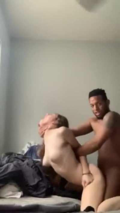White girl gets fucked hard by black guy