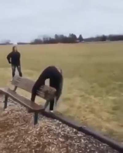 Amateur gymnast attempts a vault