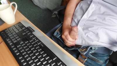 Playing with my cock while working 😉