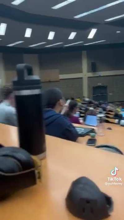 Asking for the Professor to speak louder while wearing airpods