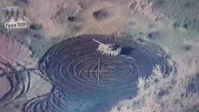 UA POV - Russian T80-BV left running endless circles after a UA attack which killed its crew memebers and destroyed a track.