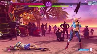 Cammy's cat interrupts her after winning a round