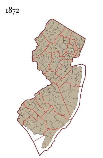 The evolution of New Jersey's county and municipal boundaries over time