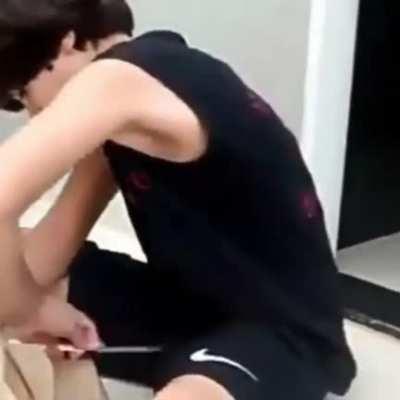 People trying to do knife tricks for the first time because it looks cool