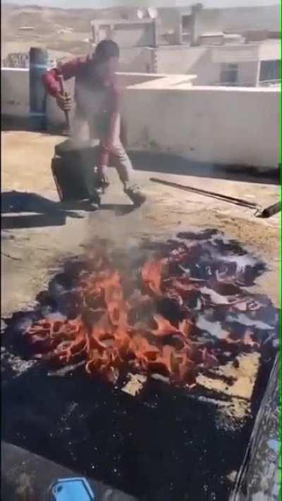 Man pours a portal to Hell