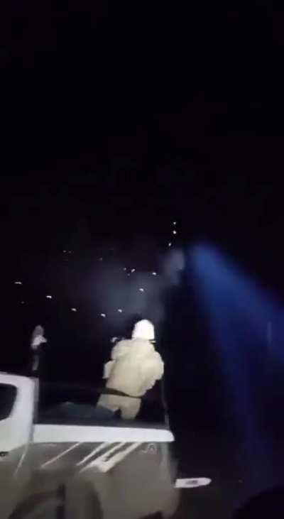 Remarkable video footage has emerged of a Ukrainian mobile air defense crew in Kharkiv region shooting down a Russian drone at close range. Sound on!