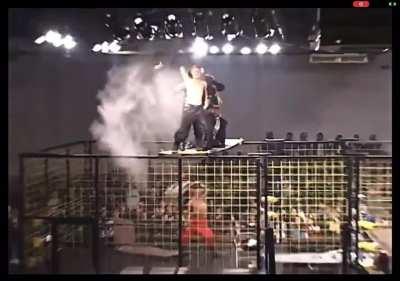 Two insane falls in one match.