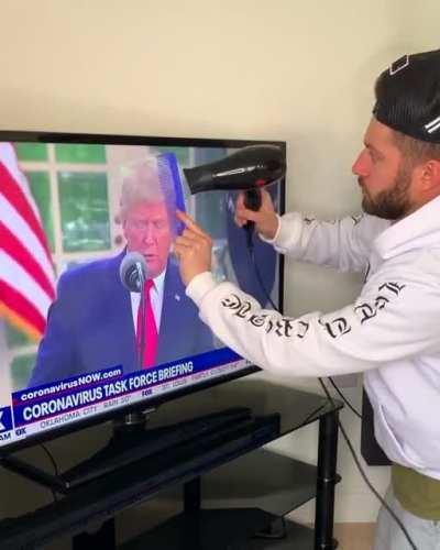 So that's why his hair is so messy.