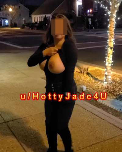 My bar and sidewalk flashing boobies