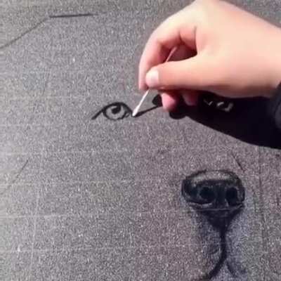 This drawing of a dog on a random car in a parking lot.